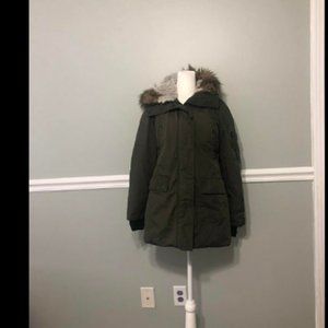 S13 Faux Fur Hooded Down Parka Coat Sz S